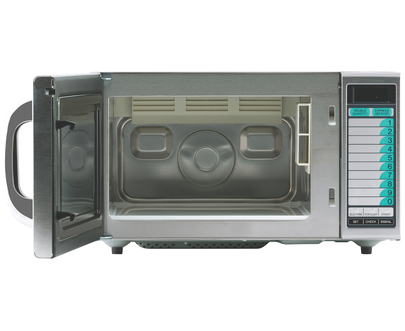 microwave with door open