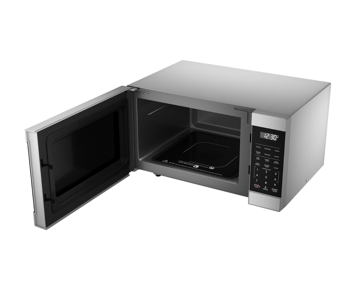 microwave on right angle with door open