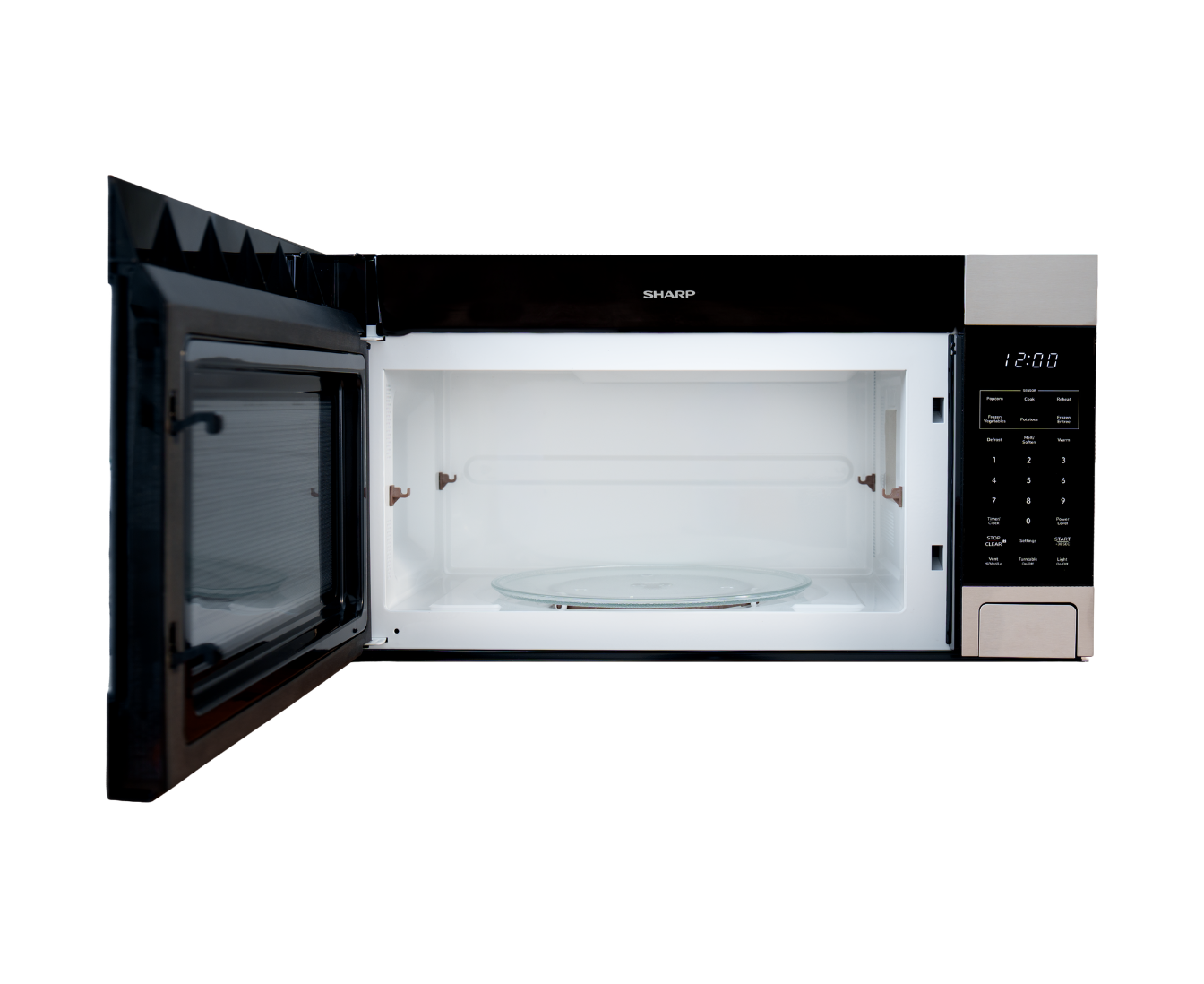 microwave with door open