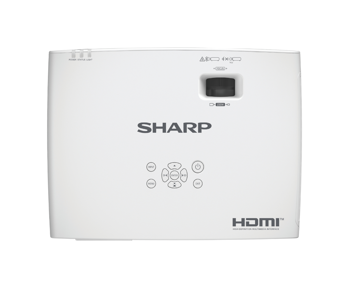 white projector showing top view of unit