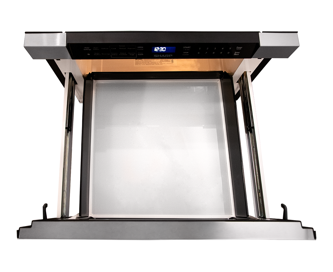 Inside of SMD2443JSC Sharp 24 in. Built-In Microwave Drawer