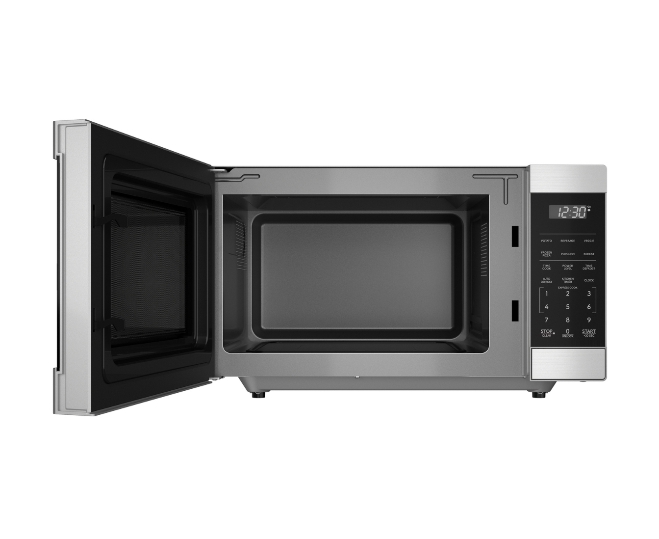 microwave with door open