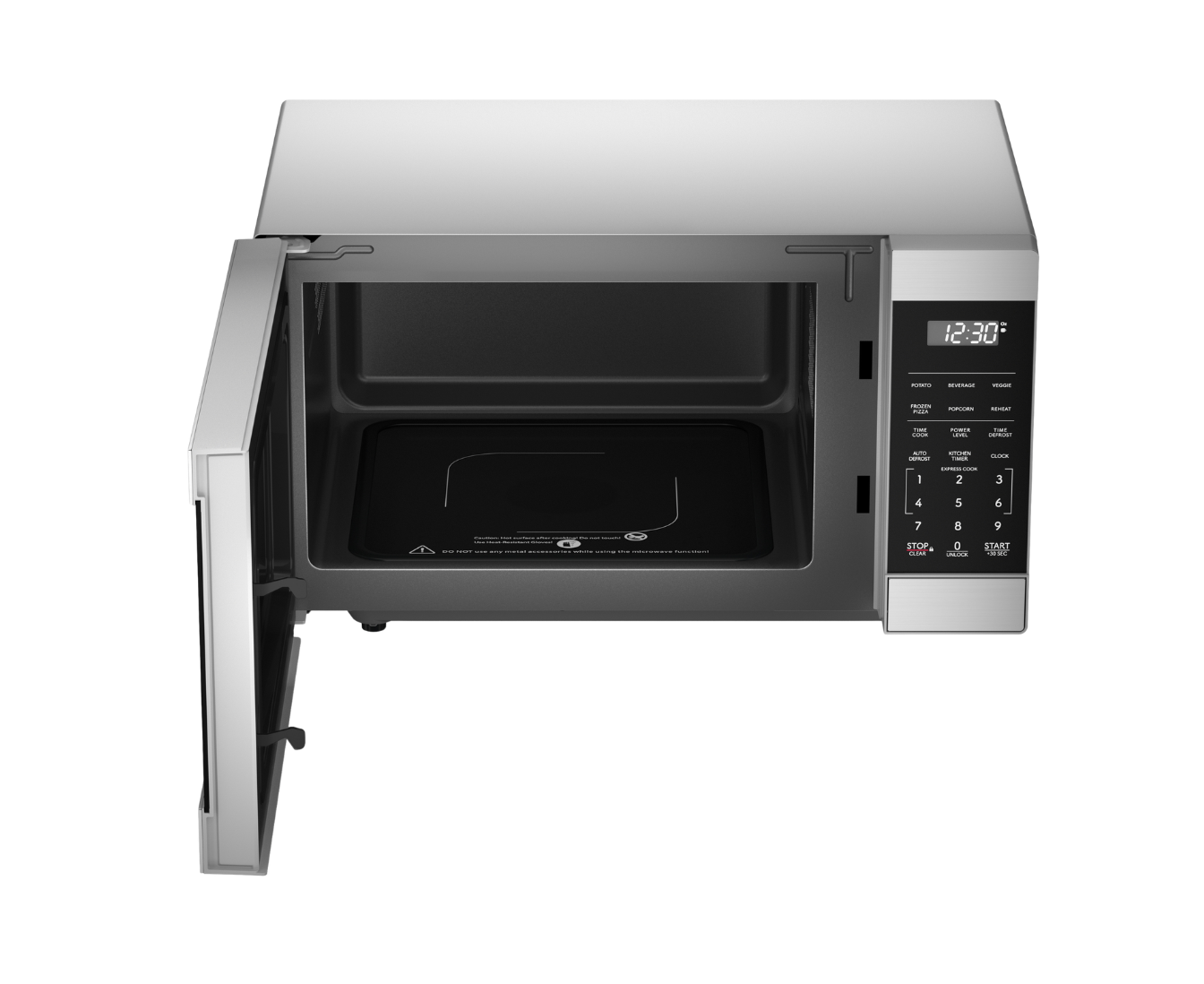 microwave with door open