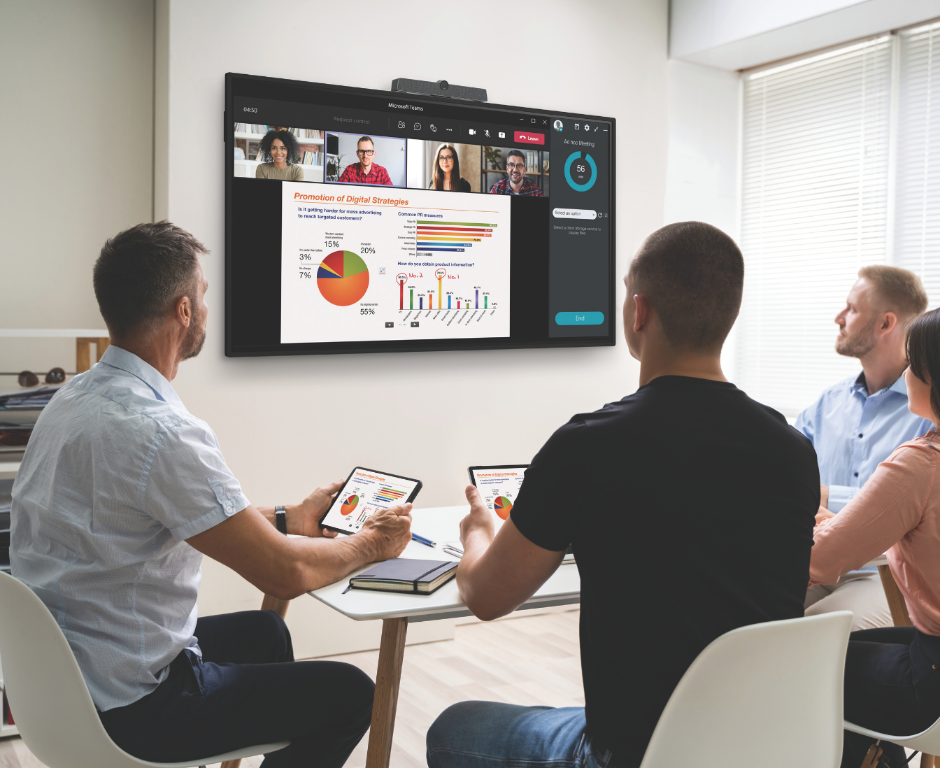 touch screen in a business meeting with a video call