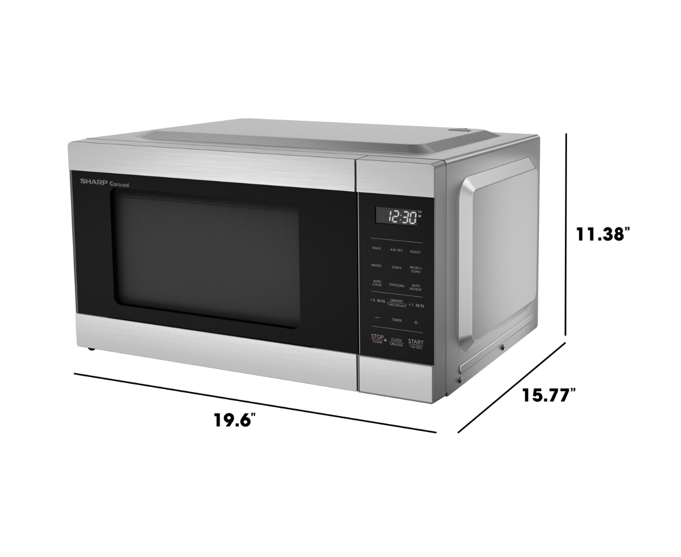 microwave showing dimensions