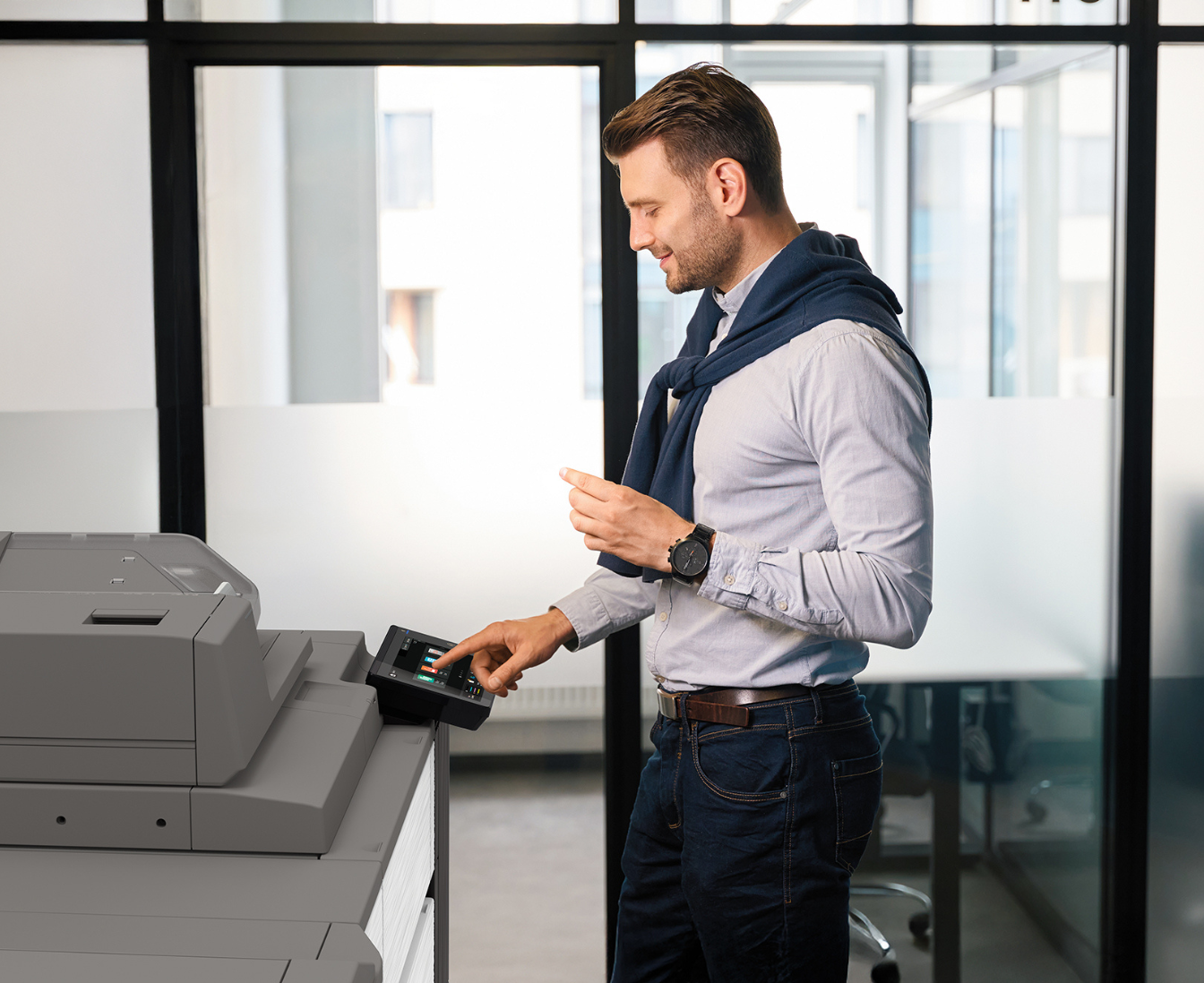 person using the printer